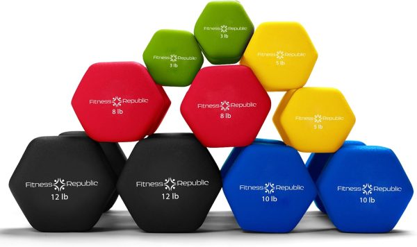 Neoprene Workout Dumbbell Set - Non Slip, Anti Roll Exercise...