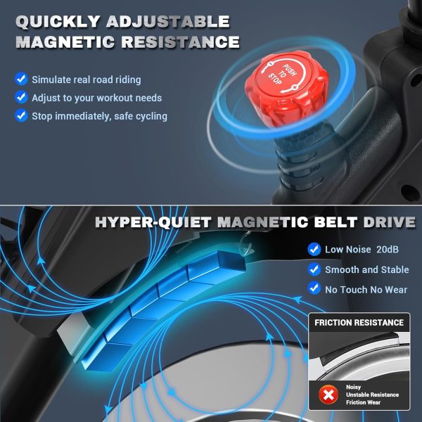 Exercise Bike, Adjustment Magnetic Resistance, Super Silent ...