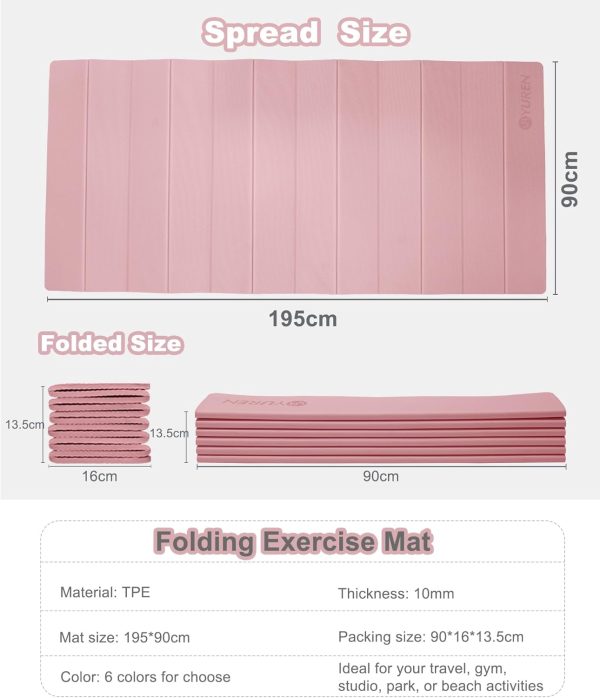 Yoga Mat 10mm Thick Folding Exercise Mat 76.7"x 35.4" Large ...