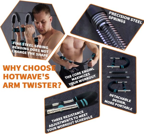 HOTWAVE Twister Arm Exerciser,Adjustable Spring Workout Bar,...
