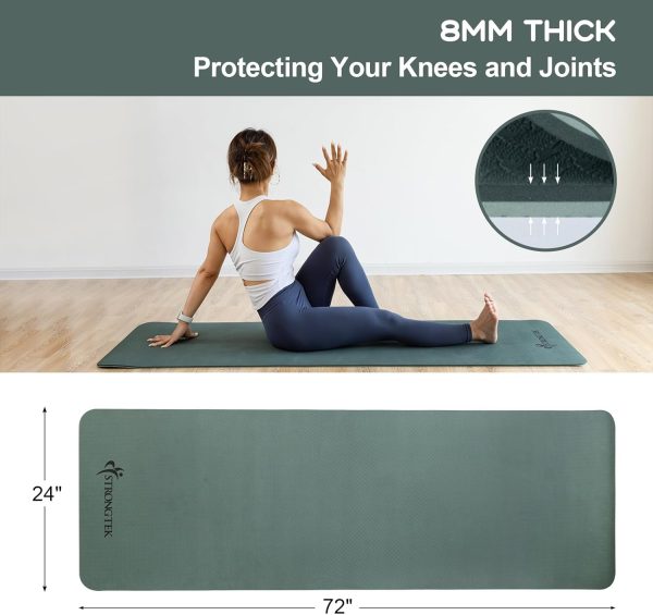 StrongTek TPE Yoga Mat, 72" x 24" x 1/3", Non-Slip, Lightwei...