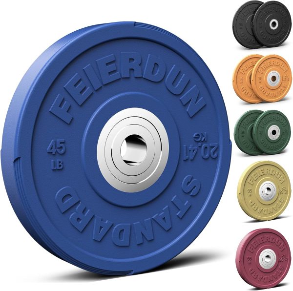 FEIERDUN 2" Color Olympic Bumper Plate Weight Plate for Stre...