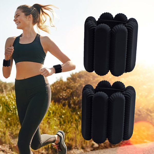 Black Wrist Ankle Weights for Women Men, 2pcs Adjustable Sil...