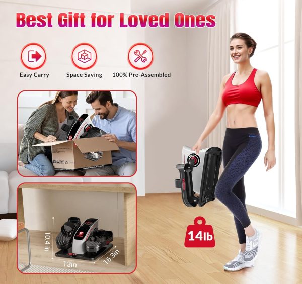 Under Desk Elliptical Machine, Quiet & Compact Electric Peda...