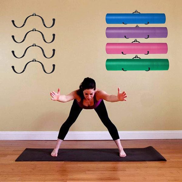 Wall Mount Yoga Mat Foam Roller and Towel Rack Hooks , Exerc...