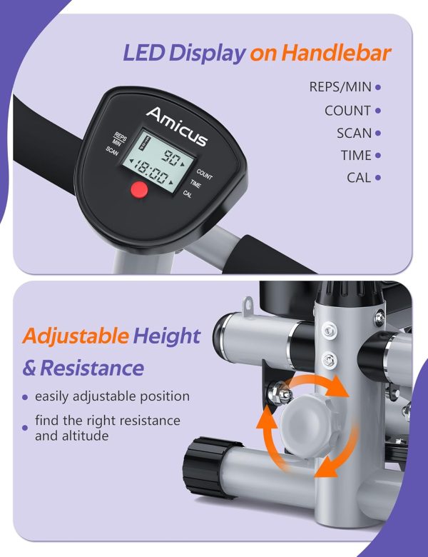 Amicus Mini Stepper for Exercise, Adjustable Height Hydrauli...