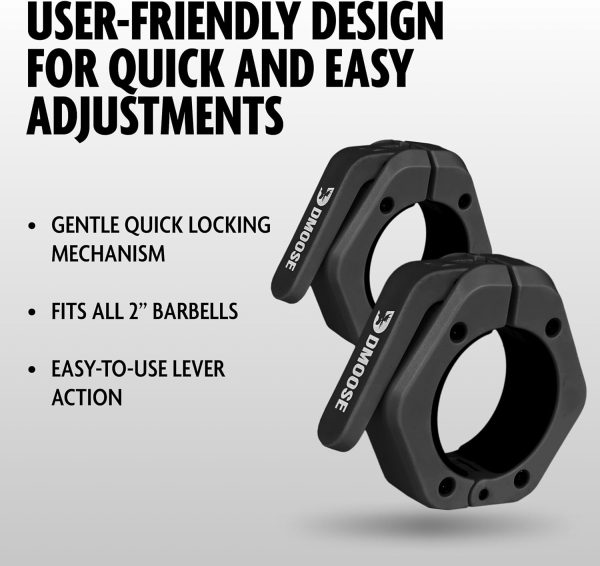 DMoose Fitness Barbell Clips 2" (Pair) - Quick Release Olymp...