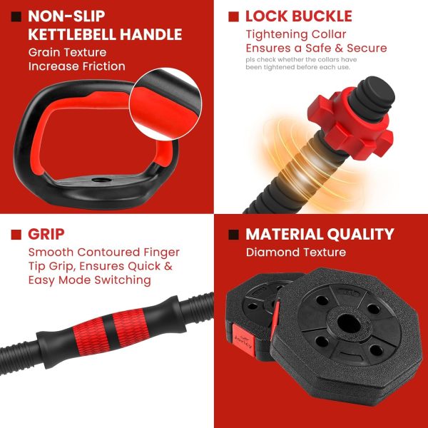 Adjustable Dumbbells Set 22LBS/33LBS/44LBS/55LBS/66LBS Free ...