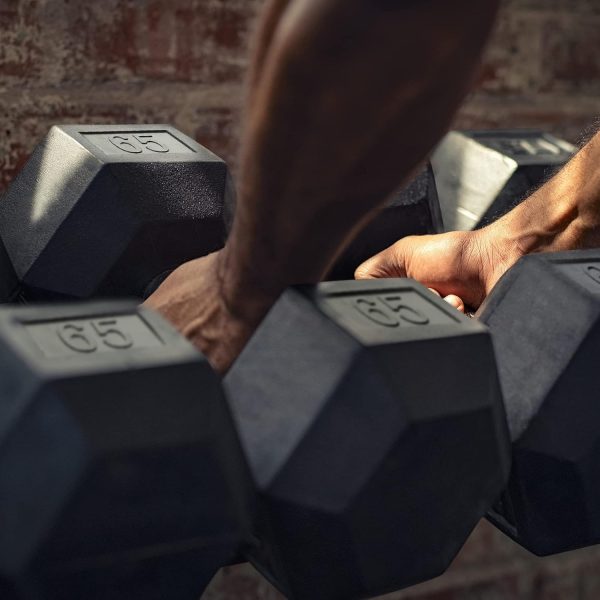 LIONSCOOL Odorless Rubber Encased Hex Dumbbells in Pairs or ...