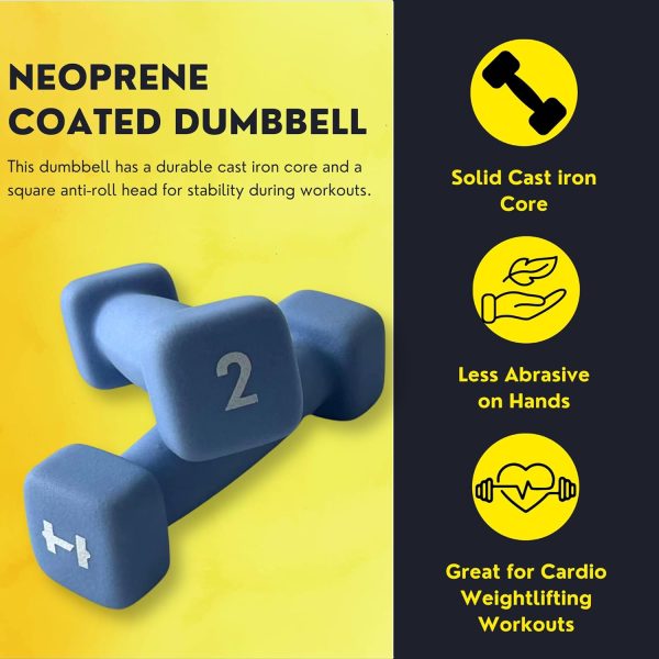 HulkFit Neoprene Coated Anti-Roll Square Dumbbells, Free Wei...
