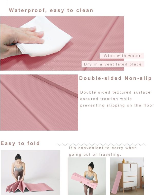 Yoga Mat 10mm Thick Folding Exercise Mat 76.7"x 35.4" Large ...