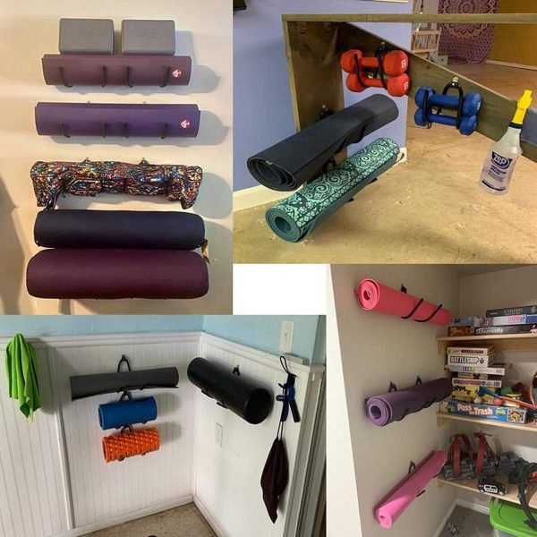 Wall Mount Yoga Mat Foam Roller and Towel Rack Hooks , Exerc...