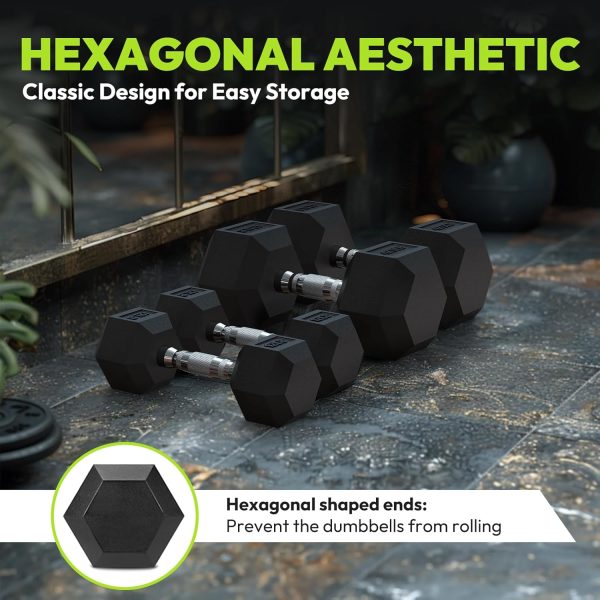 Hex Dumbbell Set, 3-100 lb Rubber Encased Exercise & Fitness...