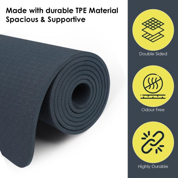 Center Alignment Yoga Mat, Thick, Non-Slip, Large Exercise M...