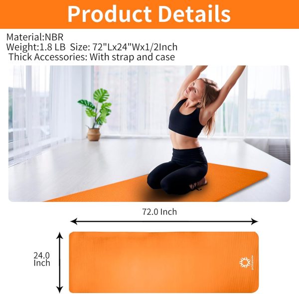 Primasole 1/2 Thick Exercise Mat with Carry Strap & Case Mat...
