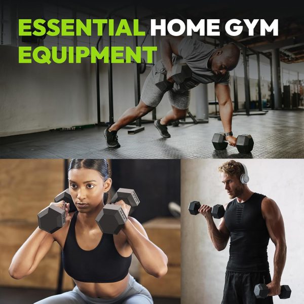 Hex Dumbbell Set, 3-100 lb Rubber Encased Exercise & Fitness...