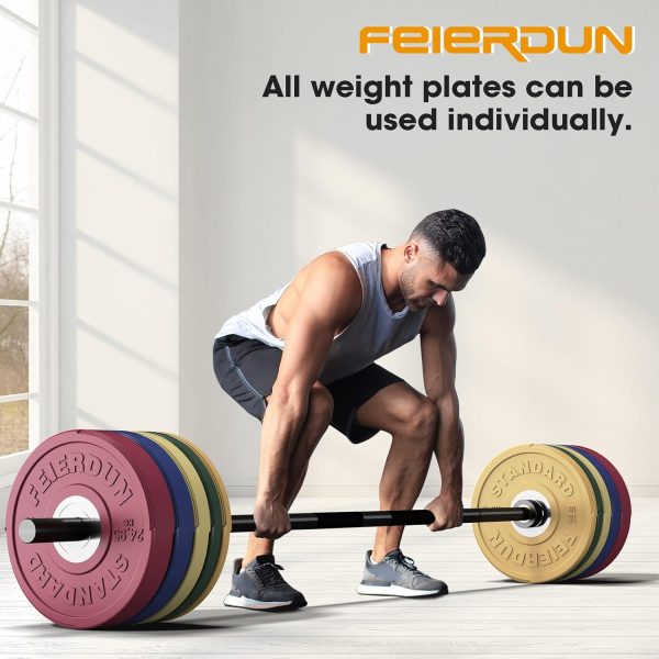 FEIERDUN 2" Color Olympic Bumper Plate Weight Plate for Stre...
