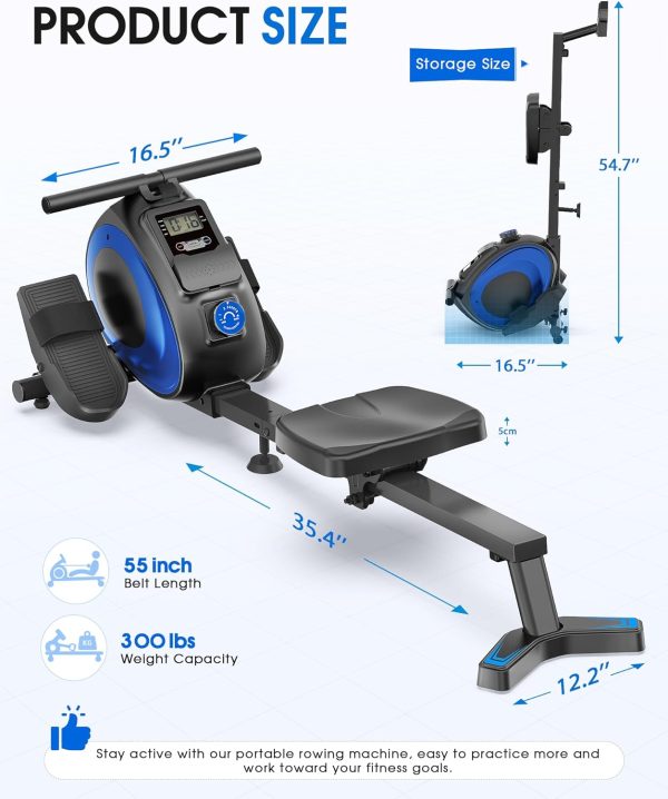WELLFIT Rowing Machine, Magnetic Rower Machine for Home, Com...