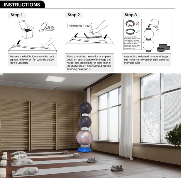 Jibb® - Set of 3 Exercise Ball Holders for Extra Storage in ...