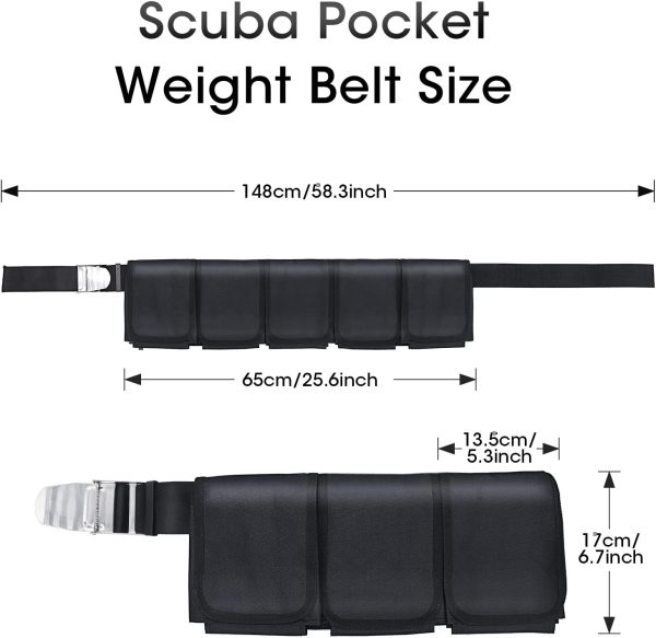 Scuba Weight Belt with 5 Pockets, Quick-Release Buckle Divin...