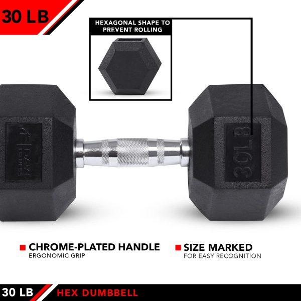 JFIT Rubber Hex Dumbbells - 8 Size Options - Hex Shaped Head...