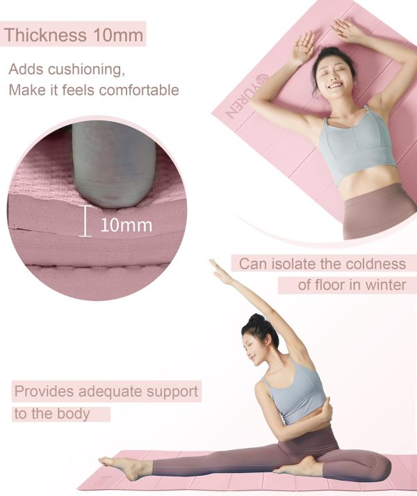 Yoga Mat 10mm Thick Folding Exercise Mat 76.7"x 35.4" Large ...