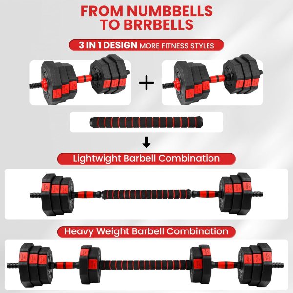 Adjustable Dumbbells Set 22LBS/33LBS/44LBS/55LBS/66LBS Free ...