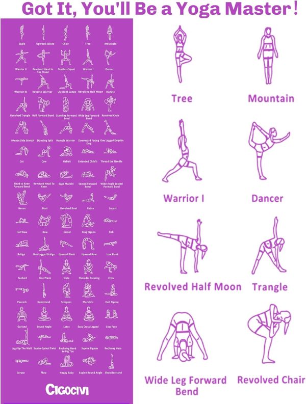 Upgrade New Instructional Yoga Mat with 75 Poses Printed on ...