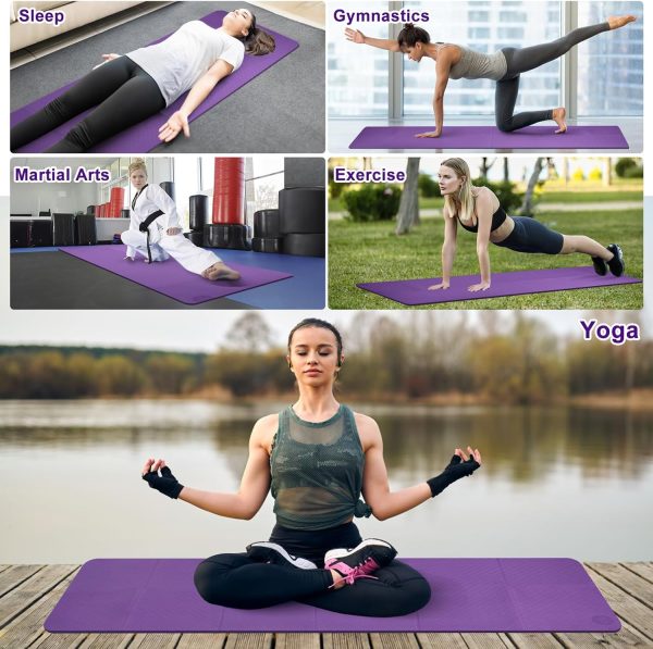 Foldable Travel Yoga Mat with Strap & Carrying Bag, TPE Pila...