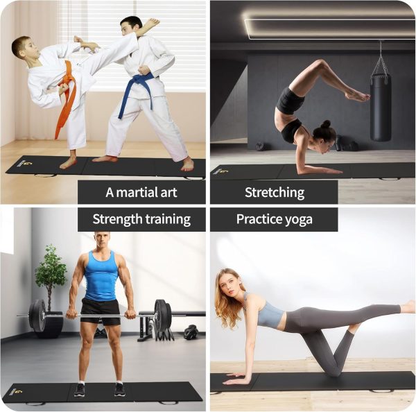 Tri-Fold Folding Exercise Mat, 1.5/2 Inch Thick Gymnastic Ma...