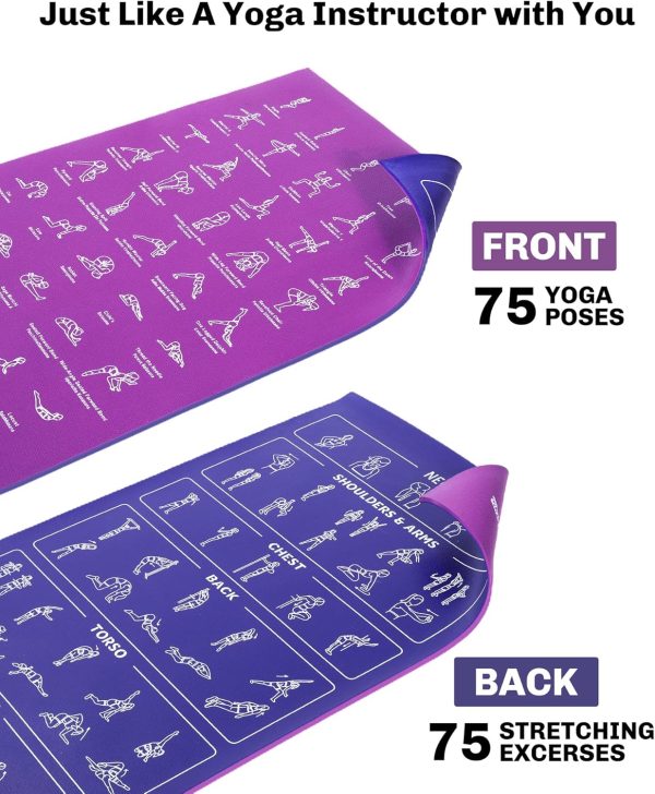Upgrade New Instructional Yoga Mat with 75 Poses Printed on ...