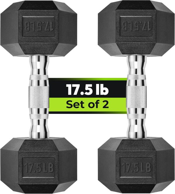 Hex Dumbbell Set, 3-100 lb Rubber Encased Exercise & Fitness...