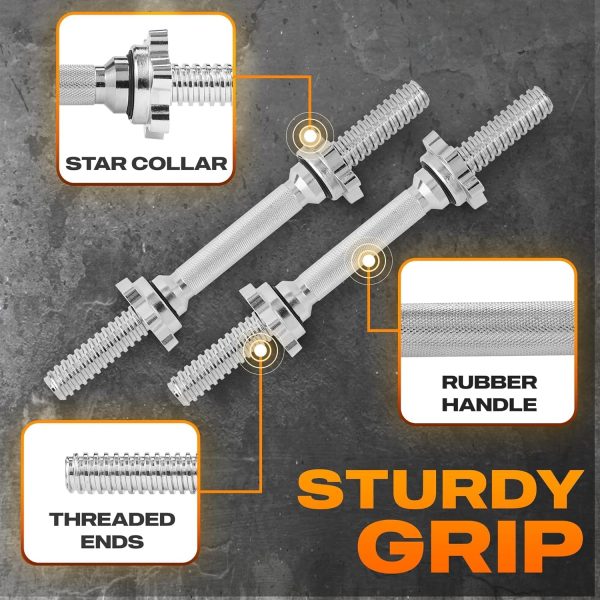 Yes4All Pair of Threaded Dumbbell Handles 14/16/18/24 inch, ...
