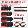 Adjustable Dumbbells Set 22LBS/33LBS/44LBS/55LBS/66LBS Free ...