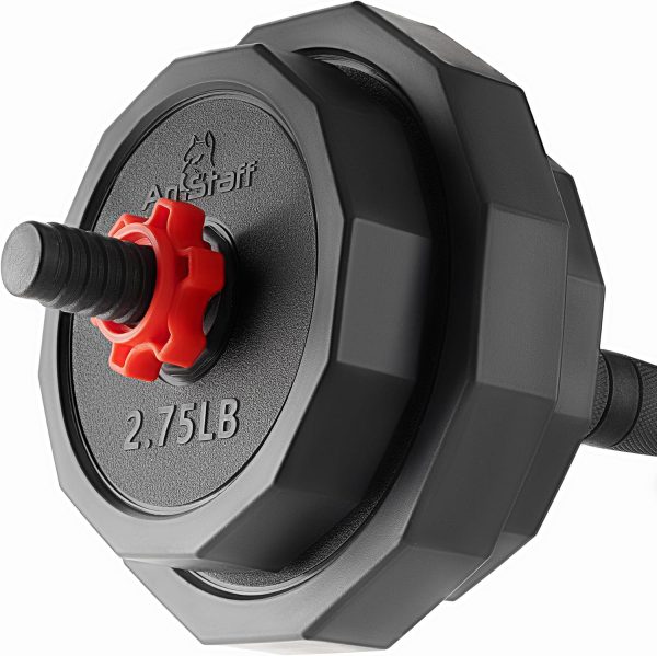 AmStaff 3-in-1 Adjustable Dumbbell, Kettlebell, Barbell Set,...