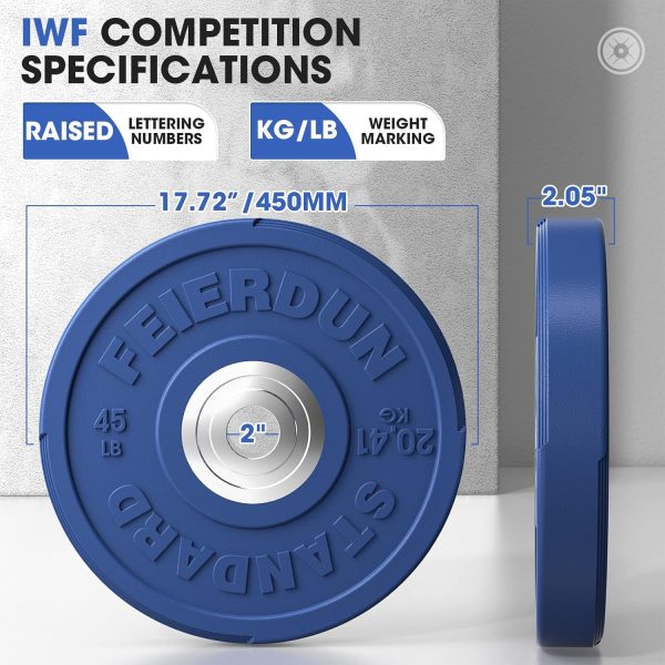 FEIERDUN 2" Color Olympic Bumper Plate Weight Plate for Stre...