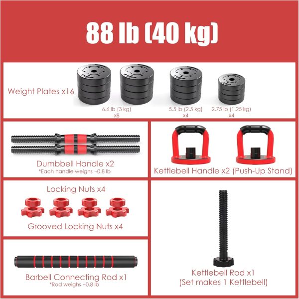 NEW Adjustable Dumbbells/Barbell/Kettlebell/Push-Up Stand - ...