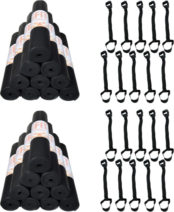 20 Pack Bulk Classic Yoga Mats with Carrying Straps, Bundle ...