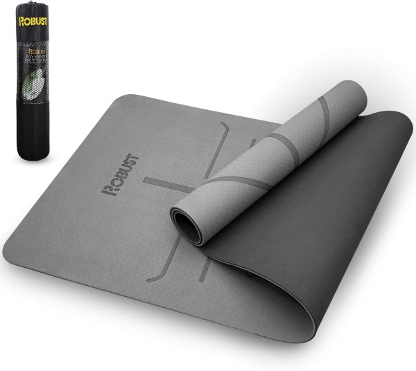 Robust Yoga Mat - 1/4" Thick Non-Slip Mat with Position Line...
