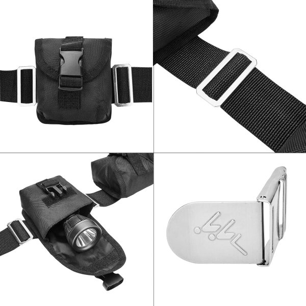 Scuba weight belt with 4 pockets, quick release buckle divin...