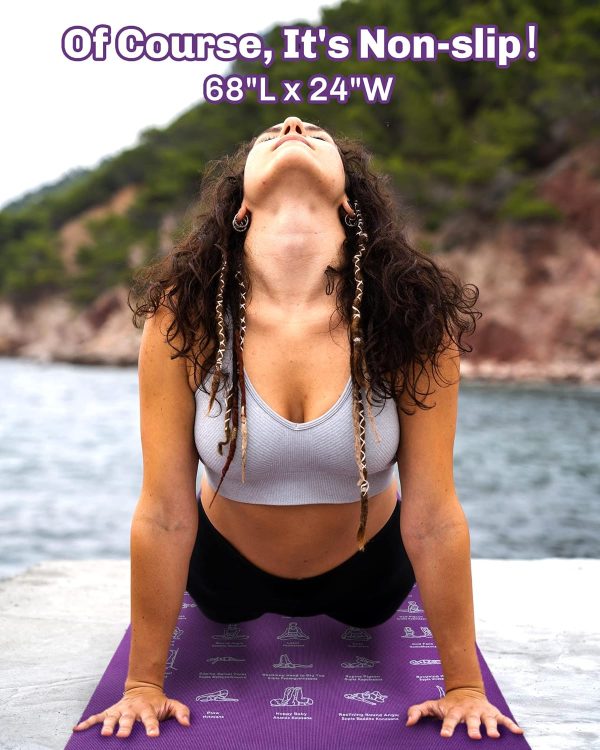 Upgrade New Instructional Yoga Mat with 75 Poses Printed on ...