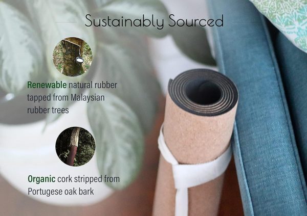 3mm Thick, 72" x 24" Natural Rubber Cork Yoga Mat, Hot Yoga ...