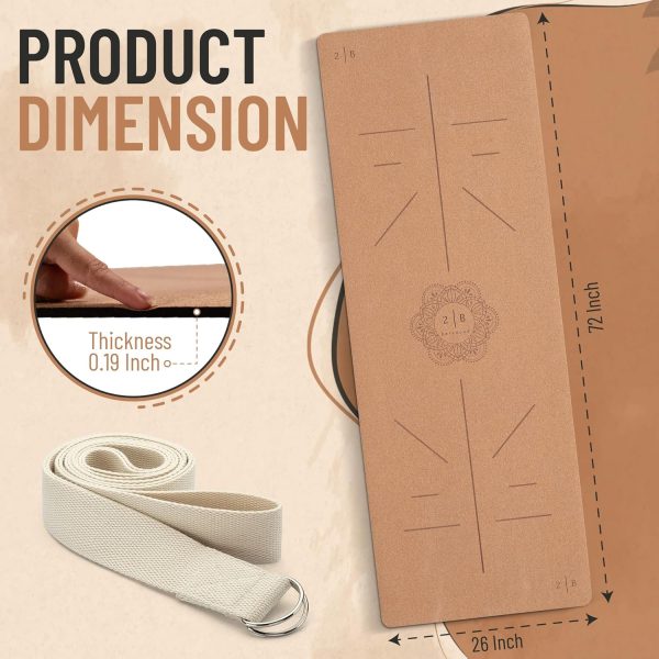 Natural Cork Yoga Mat – Lightweight & Non-Slip Yoga Mat – No...