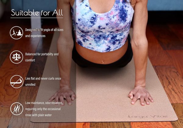 3mm Thick, 72" x 24" Natural Rubber Cork Yoga Mat, Hot Yoga ...