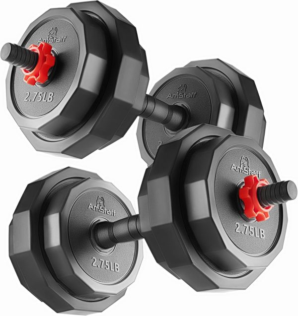 AmStaff 3-in-1 Adjustable Dumbbell, Kettlebell, Barbell Set,...