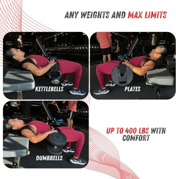 Hip Thrust Belt For Dumbbells Heavy, Kettlebells, Plates, Hi...