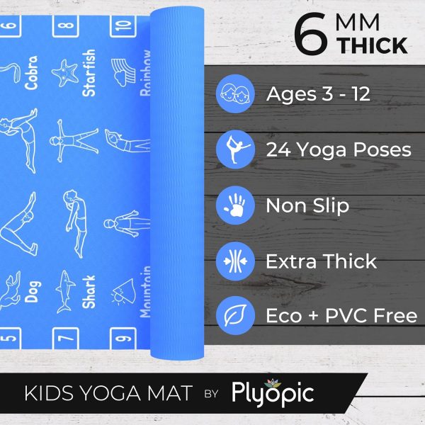 Kids Yoga Mat - Non-Slip Lightweight TPE Exercise Mat - Idea...
