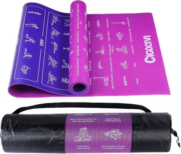 Upgrade New Instructional Yoga Mat with 75 Poses Printed on ...