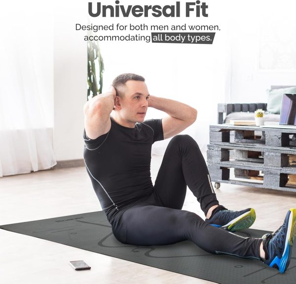 Robust Yoga Mat - 1/4" Thick Non-Slip Mat with Position Line...