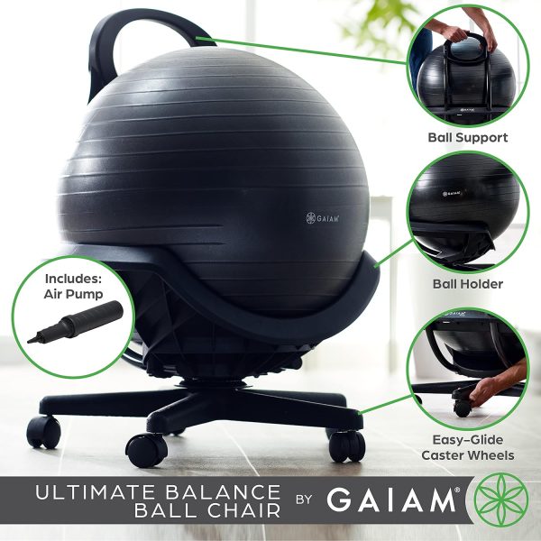 Gaiam Ultimate Balance Ball Chair (Standard or Swivel Base O...